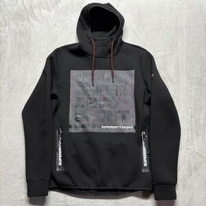 Superdry Sport Hoodie Mens M Pullover Technical Zip Pocket Sweatshirt Overhead‎